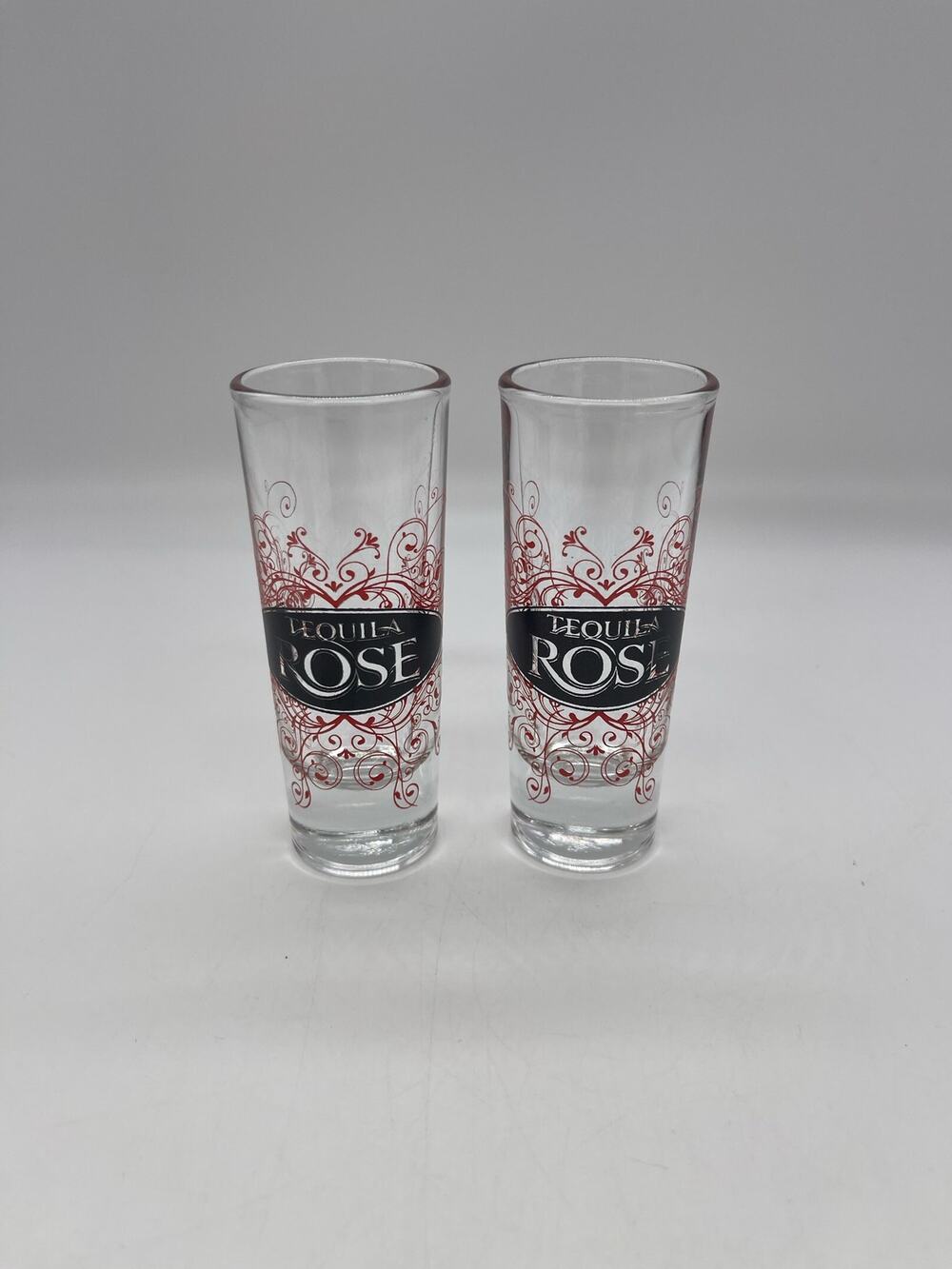 Tequila Rose 2 Shot Glasses Red & Black